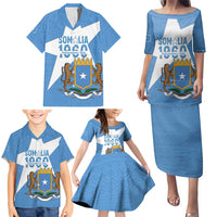 Personalized Somalia 1960 Independence Day Family Matching Puletasi and Hawaiian Shirt Coat Of Arms Islamic Mix African Pattern