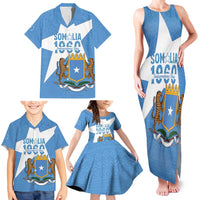 Personalized Somalia 1960 Independence Day Family Matching Tank Maxi Dress and Hawaiian Shirt Coat Of Arms Islamic Mix African Pattern