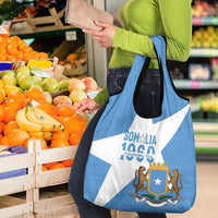 Personalized Somalia 1960 Independence Day Grocery Bag Coat Of Arms Islamic Mix African Pattern