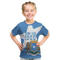 Personalized Somalia 1960 Independence Day Kid T Shirt Coat Of Arms Islamic Mix African Pattern