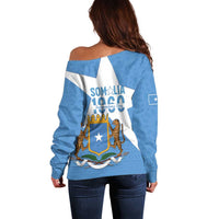 Personalized Somalia 1960 Independence Day Off Shoulder Sweater Coat Of Arms Islamic Mix African Pattern