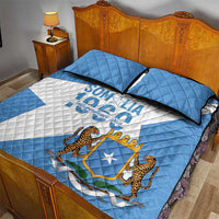 Personalized Somalia 1960 Independence Day Quilt Bed Set Coat Of Arms Islamic Mix African Pattern