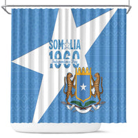 Personalized Somalia 1960 Independence Day Shower Curtain Coat Of Arms Islamic Mix African Pattern