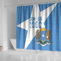 Personalized Somalia 1960 Independence Day Shower Curtain Coat Of Arms Islamic Mix African Pattern