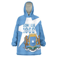 Personalized Somalia 1960 Independence Day Wearable Blanket Hoodie Coat Of Arms Islamic Mix African Pattern