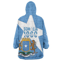 Personalized Somalia 1960 Independence Day Wearable Blanket Hoodie Coat Of Arms Islamic Mix African Pattern