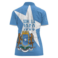 Personalized Somalia 1960 Independence Day Women Polo Shirt Coat Of Arms Islamic Mix African Pattern