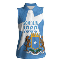 Personalized Somalia 1960 Independence Day Women Sleeveless Polo Shirt Coat Of Arms Islamic Mix African Pattern