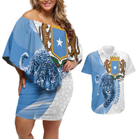 Somali Leopard Couples Matching Off Shoulder Short Dress and Hawaiian Shirt Coat Of Arms Islamic Pattern