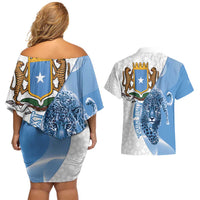 Somali Leopard Couples Matching Off Shoulder Short Dress and Hawaiian Shirt Coat Of Arms Islamic Pattern