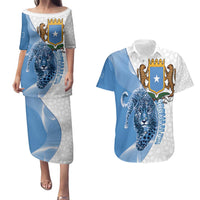 Somali Leopard Couples Matching Puletasi and Hawaiian Shirt Coat Of Arms Islamic Pattern
