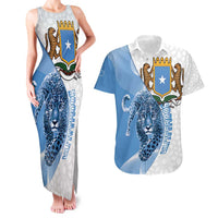 Somali Leopard Couples Matching Tank Maxi Dress and Hawaiian Shirt Coat Of Arms Islamic Pattern