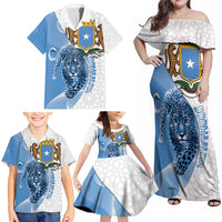 Somali Leopard Family Matching Off Shoulder Maxi Dress and Hawaiian Shirt Coat Of Arms Islamic Pattern