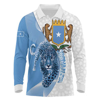Somali Leopard Long Sleeve Polo Shirt Coat Of Arms Islamic Pattern
