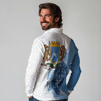 Somali Leopard Long Sleeve Polo Shirt Coat Of Arms Islamic Pattern
