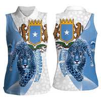 Somali Leopard Women Sleeveless Polo Shirt Coat Of Arms Islamic Pattern
