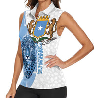 Somali Leopard Women Sleeveless Polo Shirt Coat Of Arms Islamic Pattern