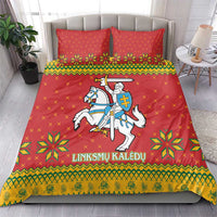 Lithuania Christmas Bedding Set Coat Of Arms Linksmu Kaledu - Wonder Print Shop