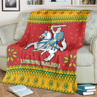 Lithuania Christmas Blanket Coat Of Arms Linksmu Kaledu