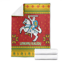 Lithuania Christmas Blanket Coat Of Arms Linksmu Kaledu