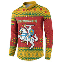 Lithuania Christmas Button Sweatshirt Coat Of Arms Linksmu Kaledu - Wonder Print Shop