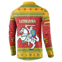 Lithuania Christmas Button Sweatshirt Coat Of Arms Linksmu Kaledu - Wonder Print Shop