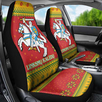 Lithuania Christmas Car Seat Cover Coat Of Arms Linksmu Kaledu - Wonder Print Shop
