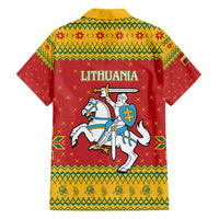 Lithuania Christmas Family Matching Long Sleeve Bodycon Dress and Hawaiian Shirt Coat Of Arms Linksmu Kaledu - Wonder Print Shop