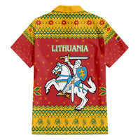 Lithuania Christmas Family Matching Off The Shoulder Long Sleeve Dress and Hawaiian Shirt Coat Of Arms Linksmu Kaledu - Wonder Print Shop