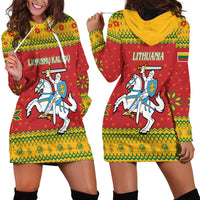 Lithuania Christmas Hoodie Dress Coat Of Arms Linksmu Kaledu - Wonder Print Shop