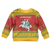 Lithuania Christmas Kid Ugly Christmas Sweater Coat Of Arms Linksmu Kaledu - Wonder Print Shop