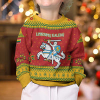 Lithuania Christmas Kid Ugly Christmas Sweater Coat Of Arms Linksmu Kaledu - Wonder Print Shop