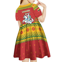 Lithuania Christmas Kid Short Sleeve Dress Coat Of Arms Linksmu Kaledu - Wonder Print Shop
