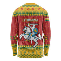 Lithuania Christmas Long Sleeve Shirt Coat Of Arms Linksmu Kaledu - Wonder Print Shop