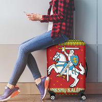 Lithuania Christmas Luggage Cover Coat Of Arms Linksmu Kaledu - Wonder Print Shop