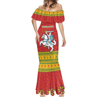 Lithuania Christmas Mermaid Dress Coat Of Arms Linksmu Kaledu - Wonder Print Shop