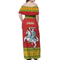 Lithuania Christmas Off Shoulder Maxi Dress Coat Of Arms Linksmu Kaledu - Wonder Print Shop