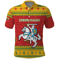 Lithuania Christmas Polo Shirt Coat Of Arms Linksmu Kaledu - Wonder Print Shop