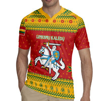 Lithuania Christmas Rugby Jersey Coat Of Arms Linksmu Kaledu - Wonder Print Shop