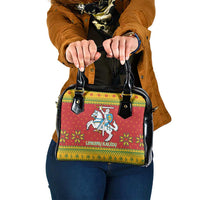 Lithuania Christmas Shoulder Handbag Coat Of Arms Linksmu Kaledu