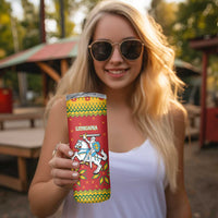 Lithuania Christmas Skinny Tumbler Coat Of Arms Linksmu Kaledu - Wonder Print Shop