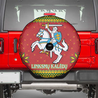 Lithuania Christmas Spare Tire Cover Coat Of Arms Linksmu Kaledu - Wonder Print Shop