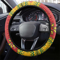 Lithuania Christmas Steering Wheel Cover Coat Of Arms Linksmu Kaledu - Wonder Print Shop