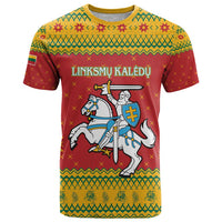 Lithuania Christmas T Shirt Coat Of Arms Linksmu Kaledu - Wonder Print Shop