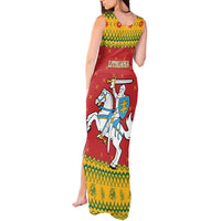 Lithuania Christmas Tank Maxi Dress Coat Of Arms Linksmu Kaledu - Wonder Print Shop