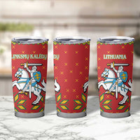 Lithuania Christmas Tumbler Cup Coat Of Arms Linksmu Kaledu - Wonder Print Shop