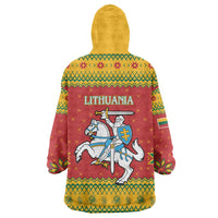 Lithuania Christmas Wearable Blanket Hoodie Coat Of Arms Linksmu Kaledu - Wonder Print Shop