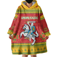 Lithuania Christmas Wearable Blanket Hoodie Coat Of Arms Linksmu Kaledu - Wonder Print Shop