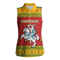Lithuania Christmas Women Sleeveless Polo Shirt Coat Of Arms Linksmu Kaledu - Wonder Print Shop