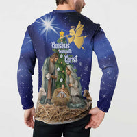 Lithuania Christmas Button Sweatshirt Chistmas Begin With Christ - Wonder Print Shop